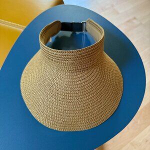 Straw Sun Visor with Adjustable Back – Tan